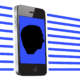 Icon for Dave Nelsen's talk on Steve Jobs, featuring a stylized iPhone with dark blue stripes in the background. On the screen is the silhouette of Steve Jobs, symbolizing his lasting impact on technology and his integral role in the innovation and design of the iPhone.